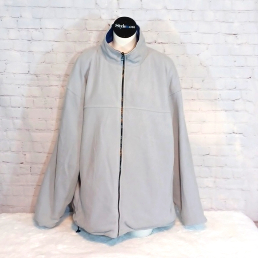 Guide Gear  Mens Reversable Gray,Fleece &Blue Waterproof ZipUp Jacket .s…